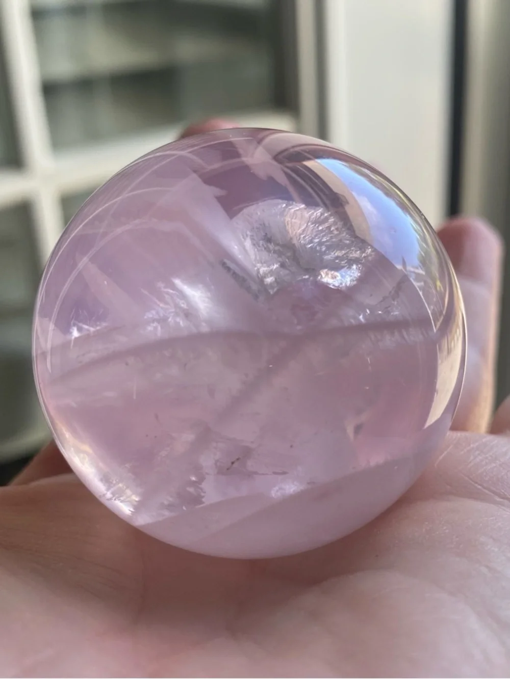 Rose Quartz Crystal Sphere with Starflash - Picture 9 of 12